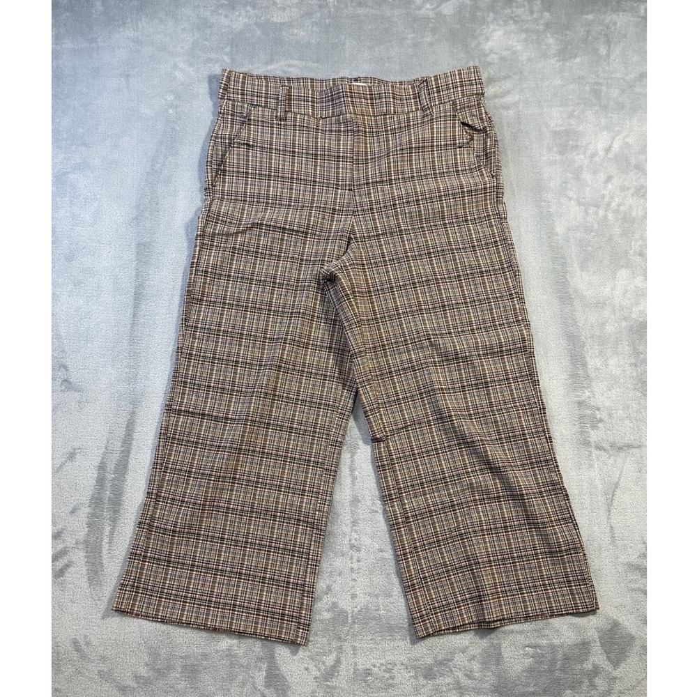C by One Women XL Plaid Wide Leg Pants Brown Academia Trousers